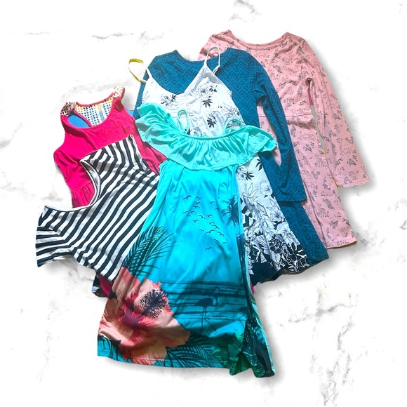 6 Dresses Lot - Mix of Summer and Long Sleeves Size 14-16 Big Kids - Picture 1 of 12